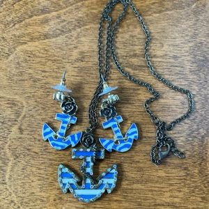 Betsey Johnson Anchor Necklace and Earrings